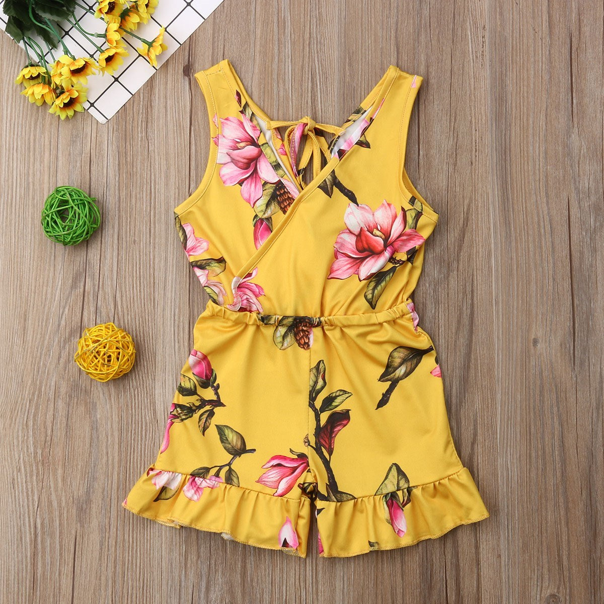 Combinaison Fleurie Sans Manches pour Fille