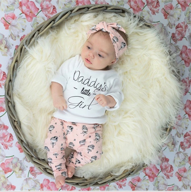 Ensemble Bébé Fille "Daddy's Little Girl" - T-shirt, Pantalon & Bandeau