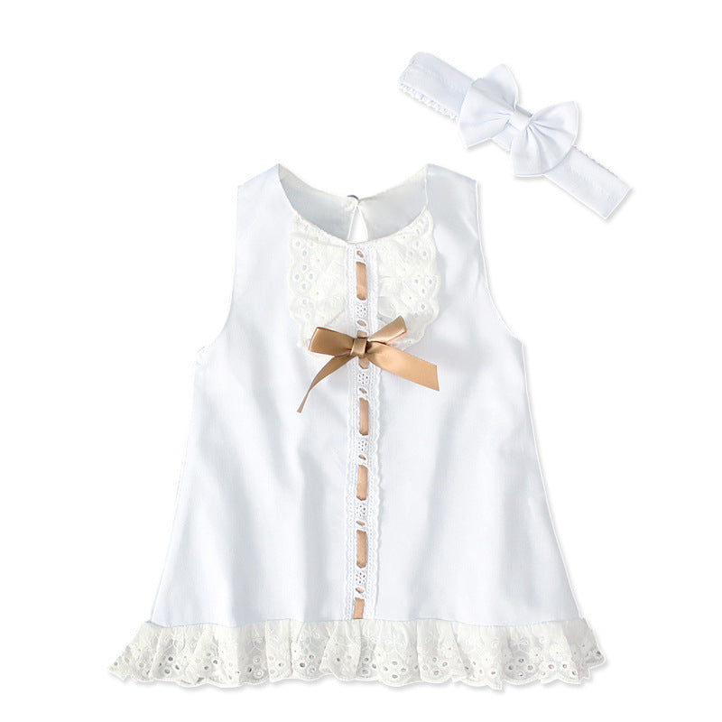 Robe Sans Manches avec Nœud pour Bébé Fille
