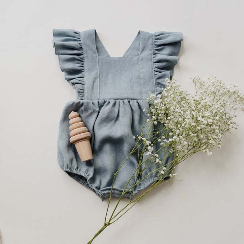 Barboteuse Bébé en Coton & Lin Sans Manches