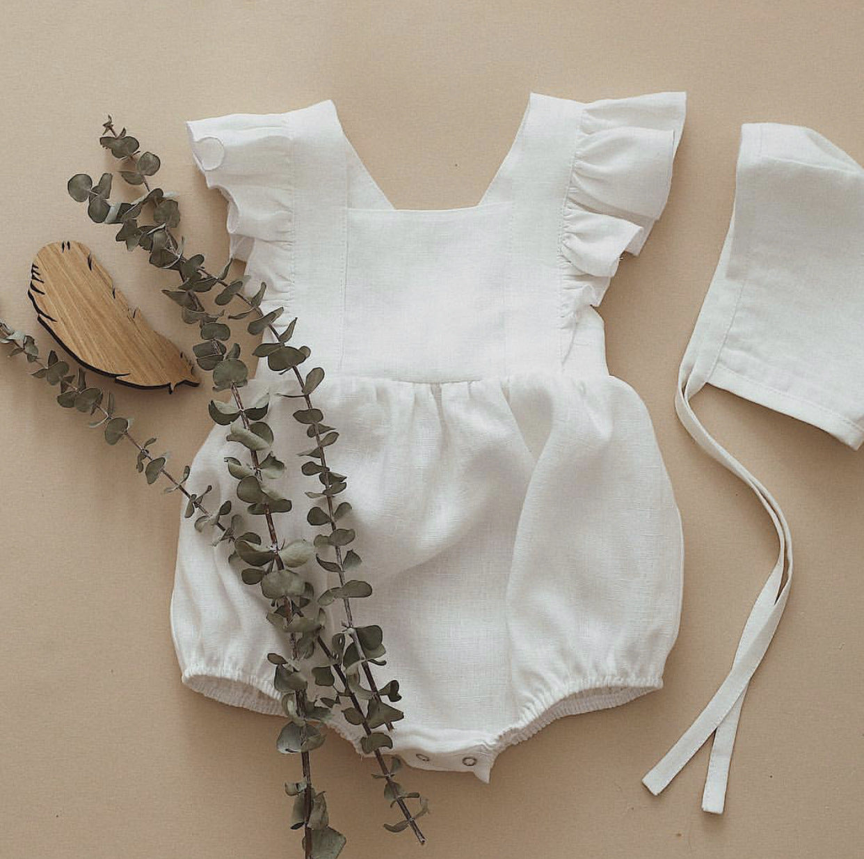 Barboteuse Bébé en Coton & Lin Sans Manches