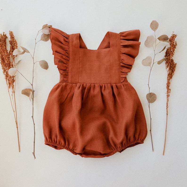 Barboteuse Bébé en Coton & Lin Sans Manches