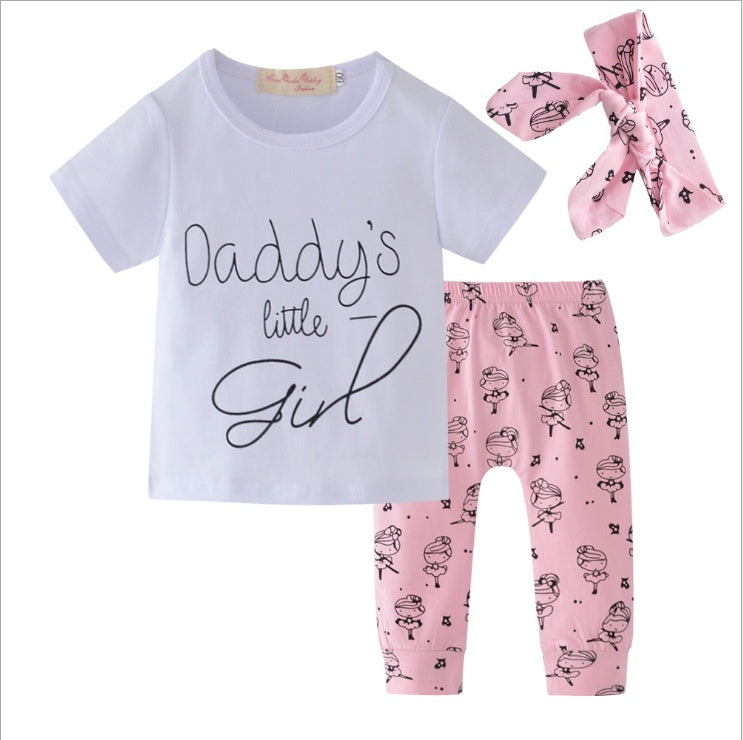 Ensemble Bébé Fille "Daddy's Little Girl" - T-shirt, Pantalon & Bandeau