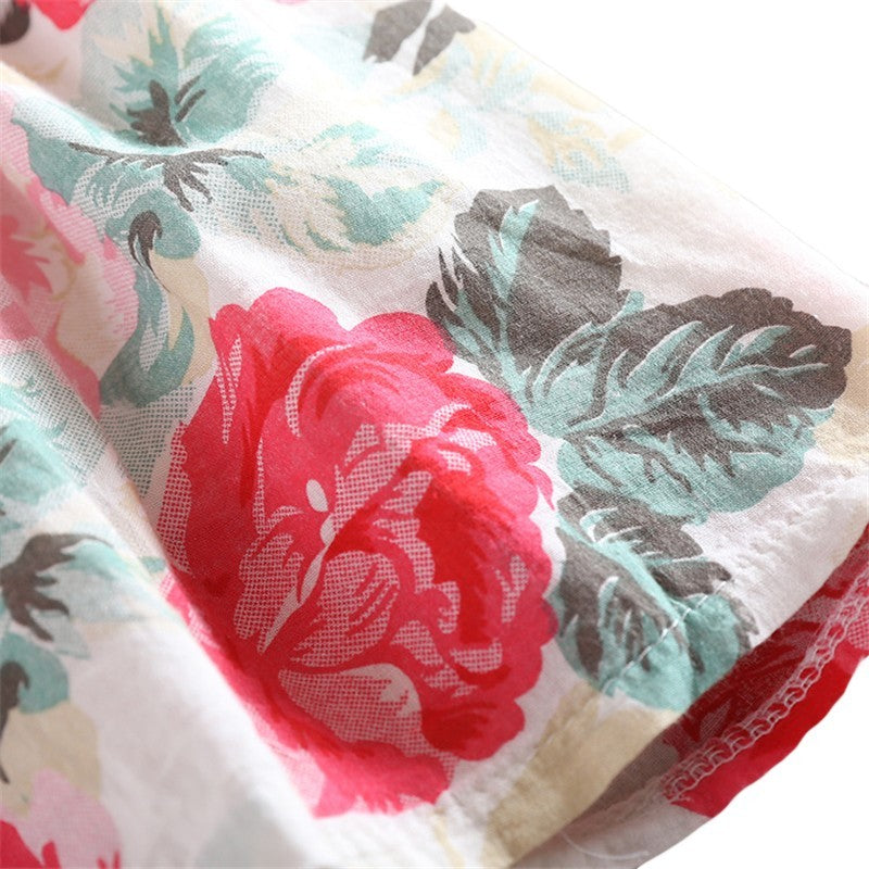 Robe en Jean Florale Sans Manches pour Fille