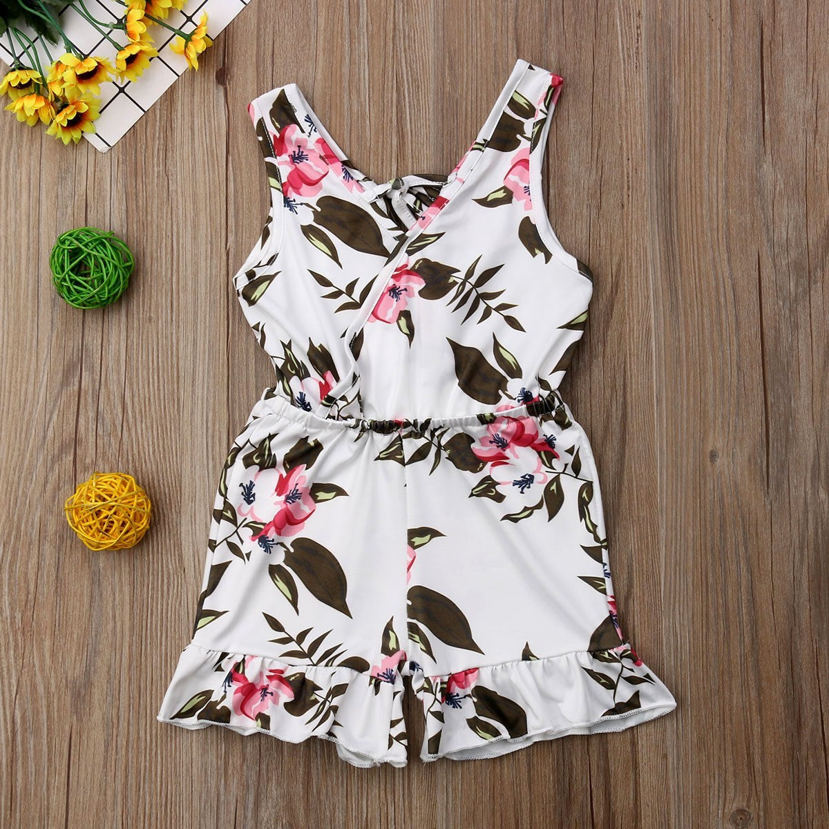 Combinaison Fleurie Sans Manches pour Fille