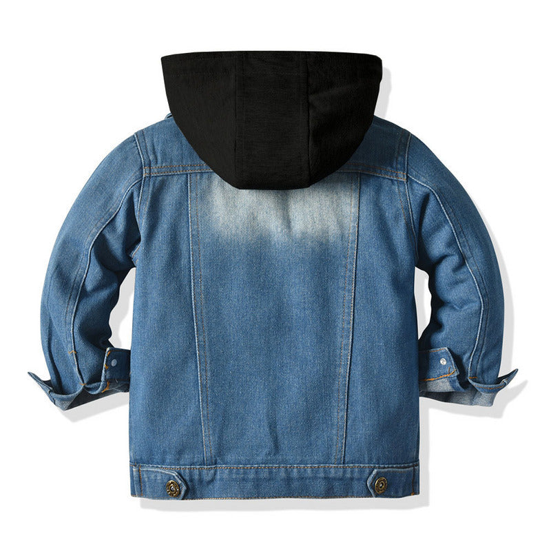 Veste en Jean à Capuche Effet Deux Pièces pour Enfant