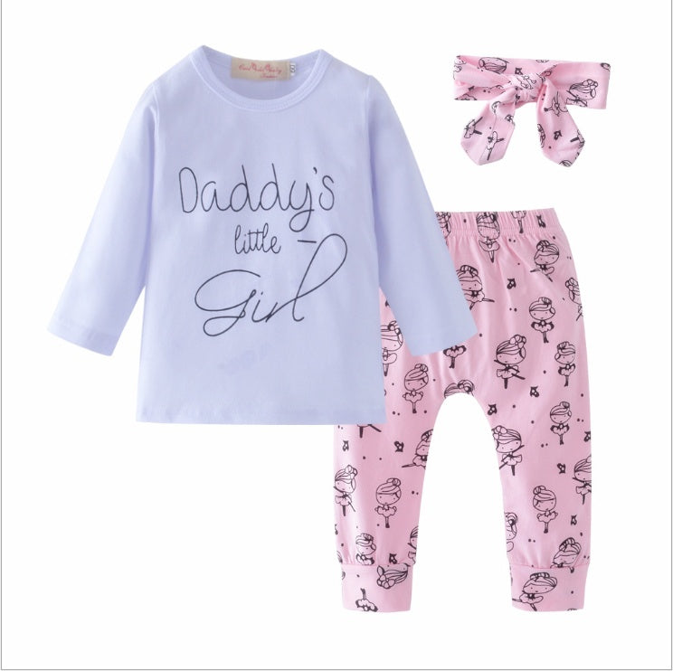 Ensemble Bébé Fille "Daddy's Little Girl" - T-shirt, Pantalon & Bandeau