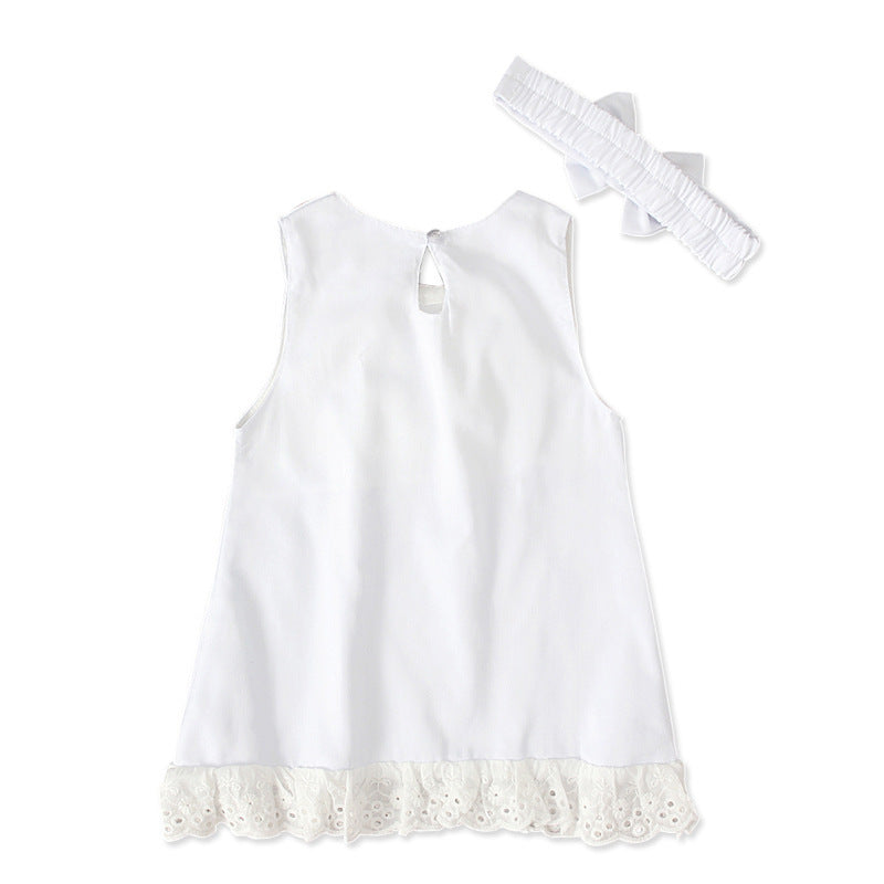 Robe Sans Manches avec Nœud pour Bébé Fille