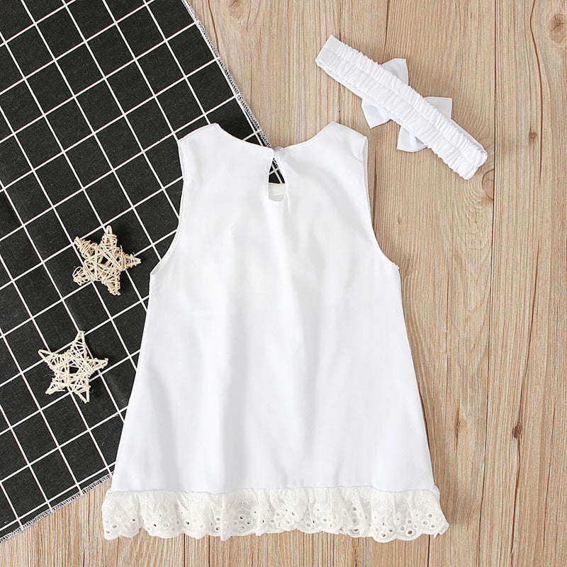 Robe Sans Manches avec Nœud pour Bébé Fille