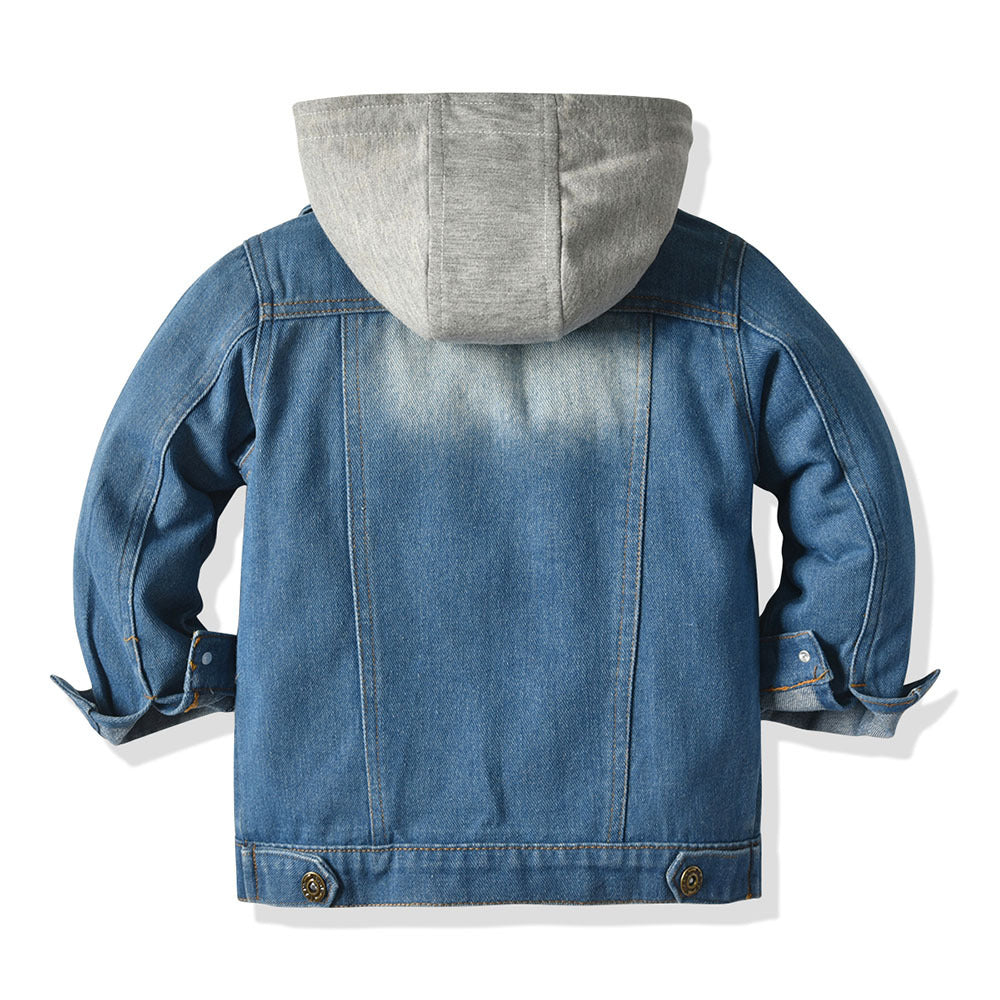 Veste en Jean à Capuche Effet Deux Pièces pour Enfant