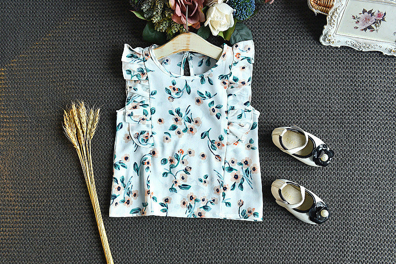 Ensemble 2 Pièces Fille - Haut Fleuri &amp; Short Ample