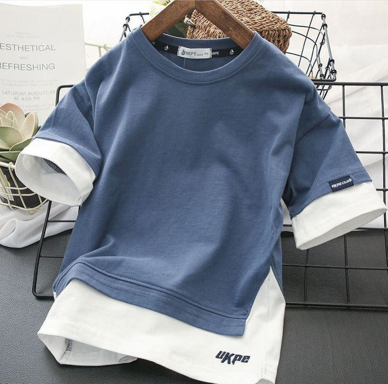 T-shirt à Manches Courtes Effet Deux Pièces pour Garçon