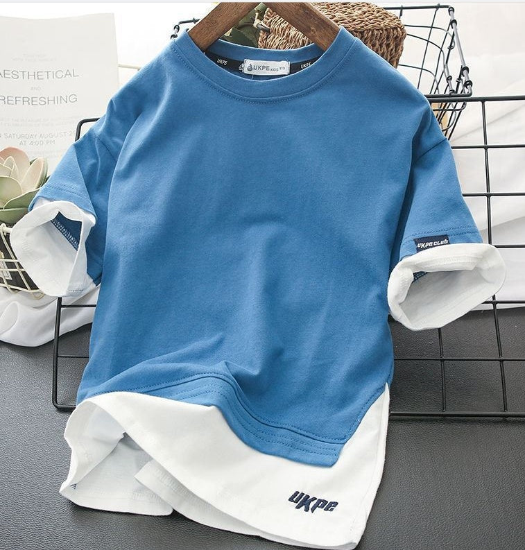 T-shirt à Manches Courtes Effet Deux Pièces pour Garçon