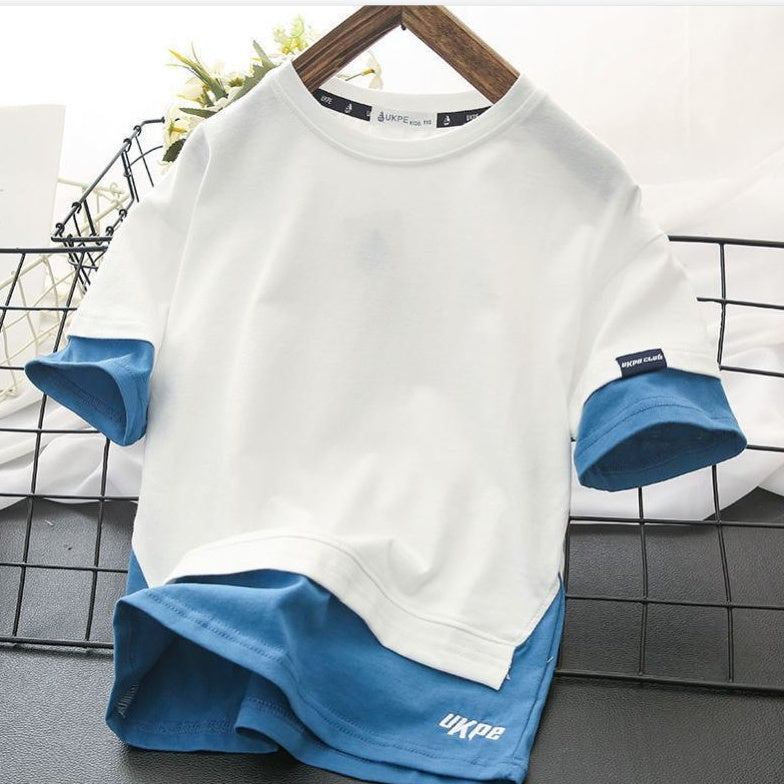 T-shirt à Manches Courtes Effet Deux Pièces pour Garçon