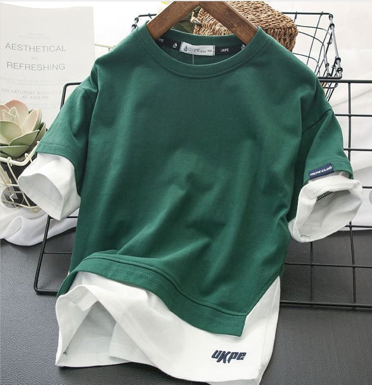 T-shirt à Manches Courtes Effet Deux Pièces pour Garçon