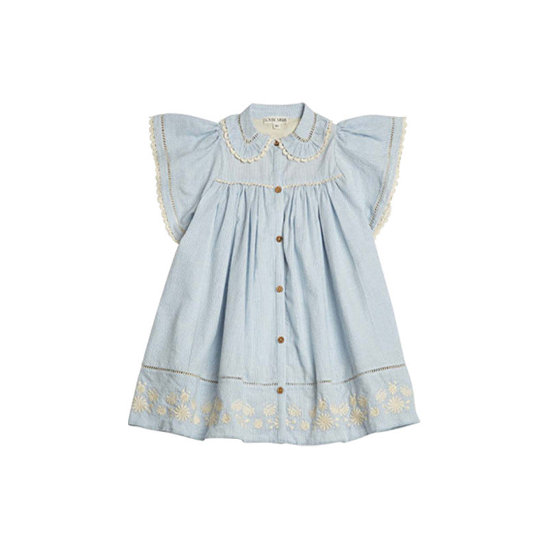 Robe d'Été Fille avec Col Volanté