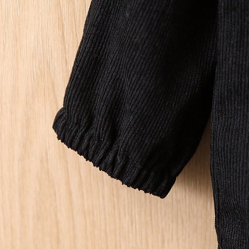 Ensemble Manteau et Pantalon Couleur Unie à Manches Longues noir