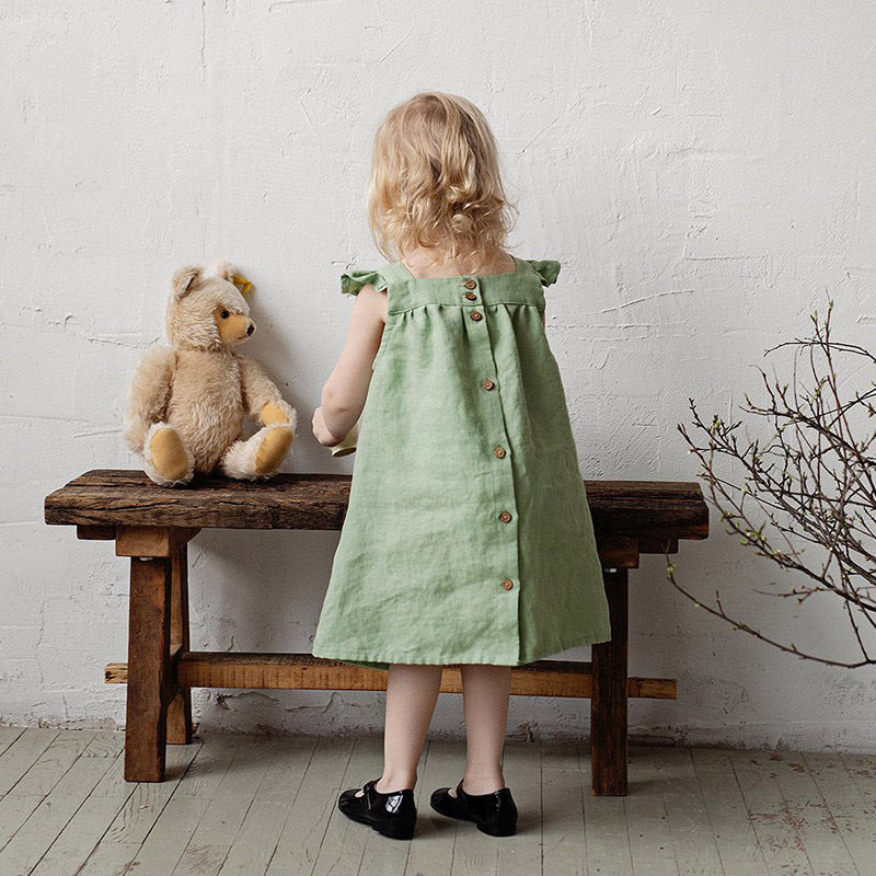 Robe Légère en Lin Sans Manches pour Fille