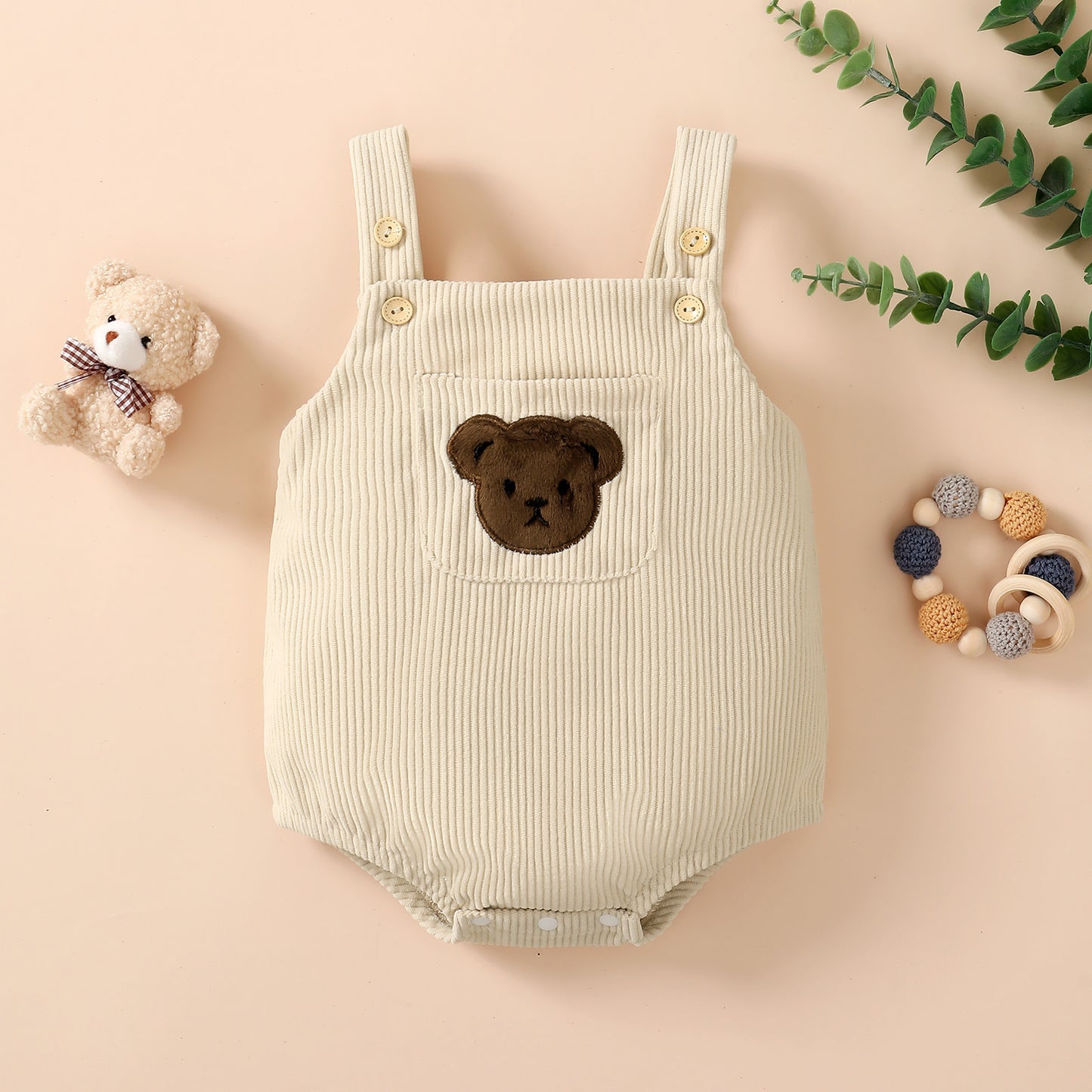 Tablier Débardeur Brodé Ours pour Bébé