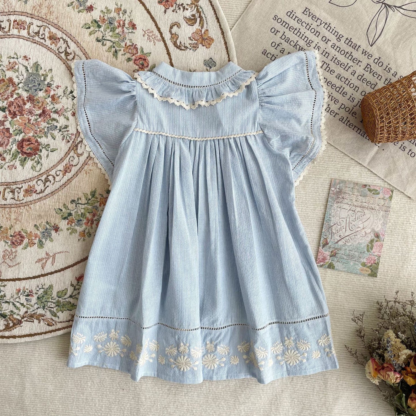 Robe d'Été Fille avec Col Volanté
